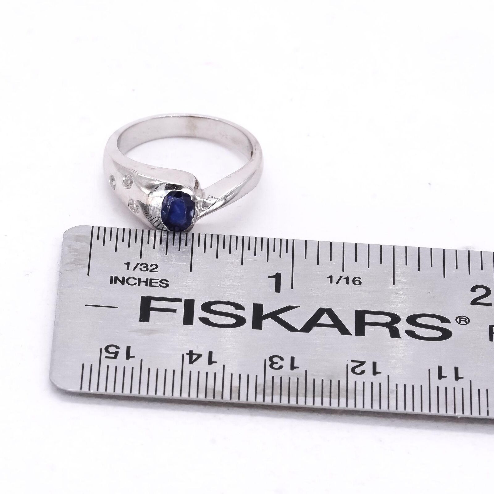 10k White Gold Jewelry 0.40CT Diamond & Sapphire … - image 4