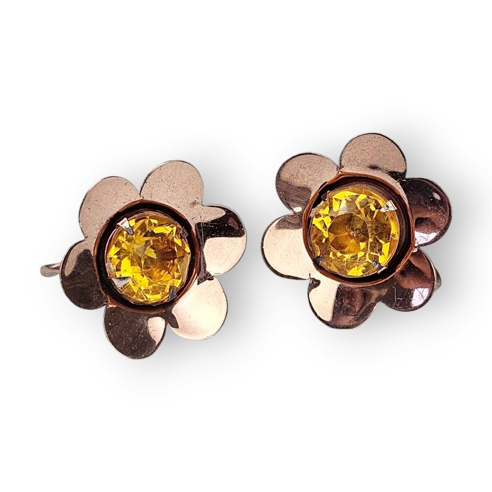 Sterling Flower Earrings Rose Gold Plate 925 Silv… - image 1