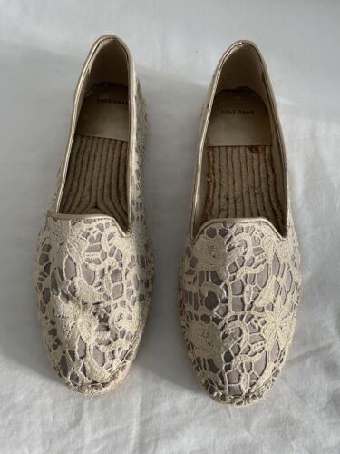 Cole Haan Palermo Golden Cream Lace Beige Fabric E