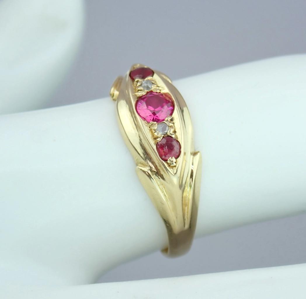 Pretty Antique Edwardian 18K Gold Diamond Pink To… - image 21