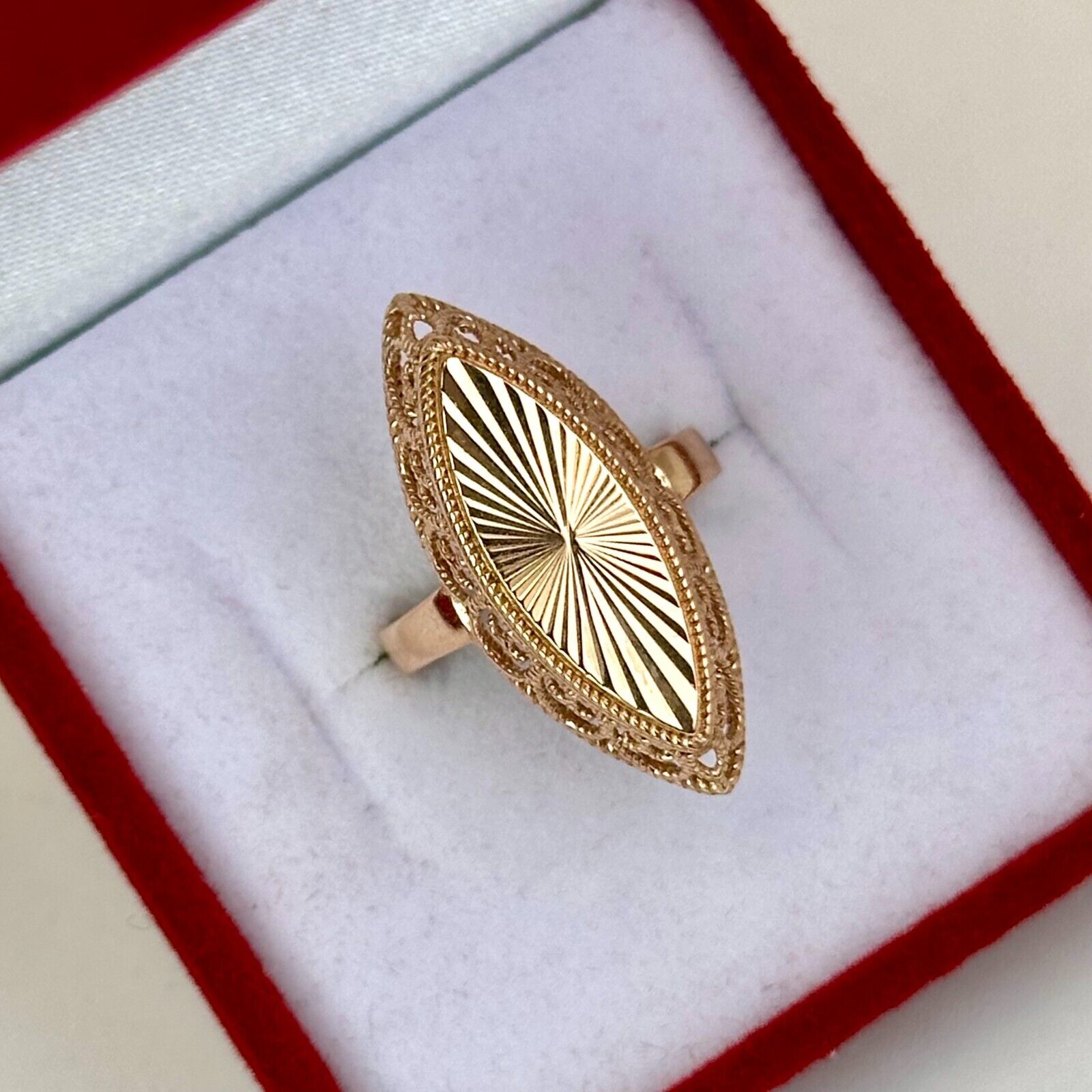 Chic Vintage Original Rose Gold 585 14k Ring US 5… - image 3