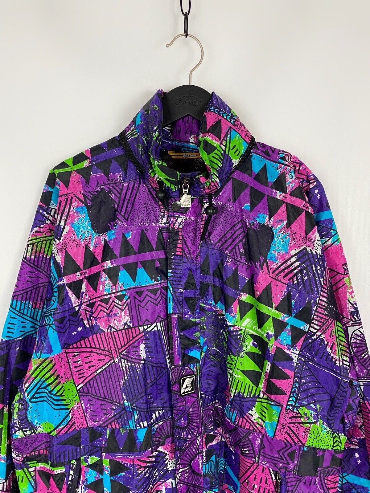 Vintage K-Way Multicolor Rain Jacket Size L - image 2