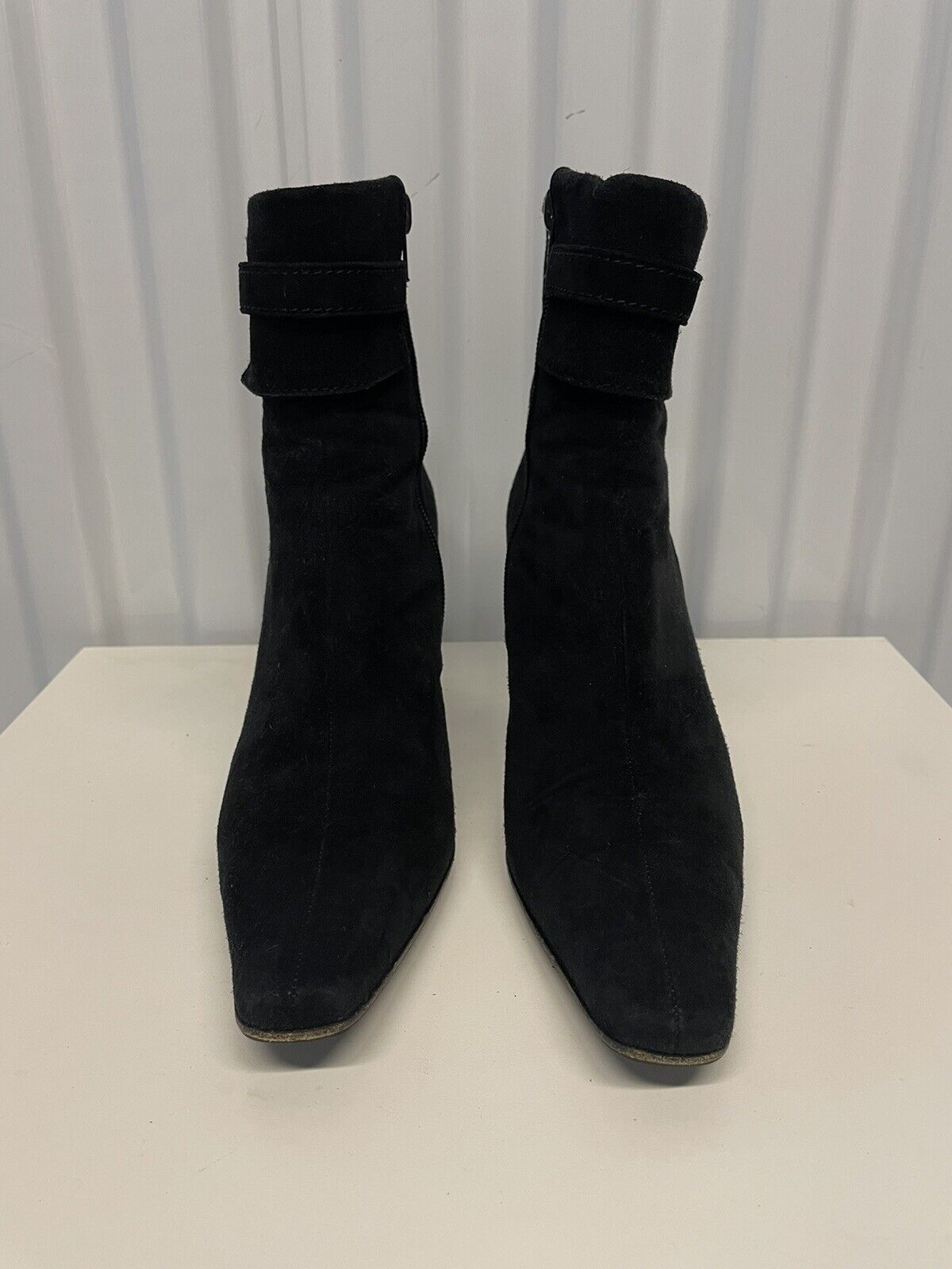 Vintage 90s Salvatore Ferragamo Molly Black Suede… - image 3