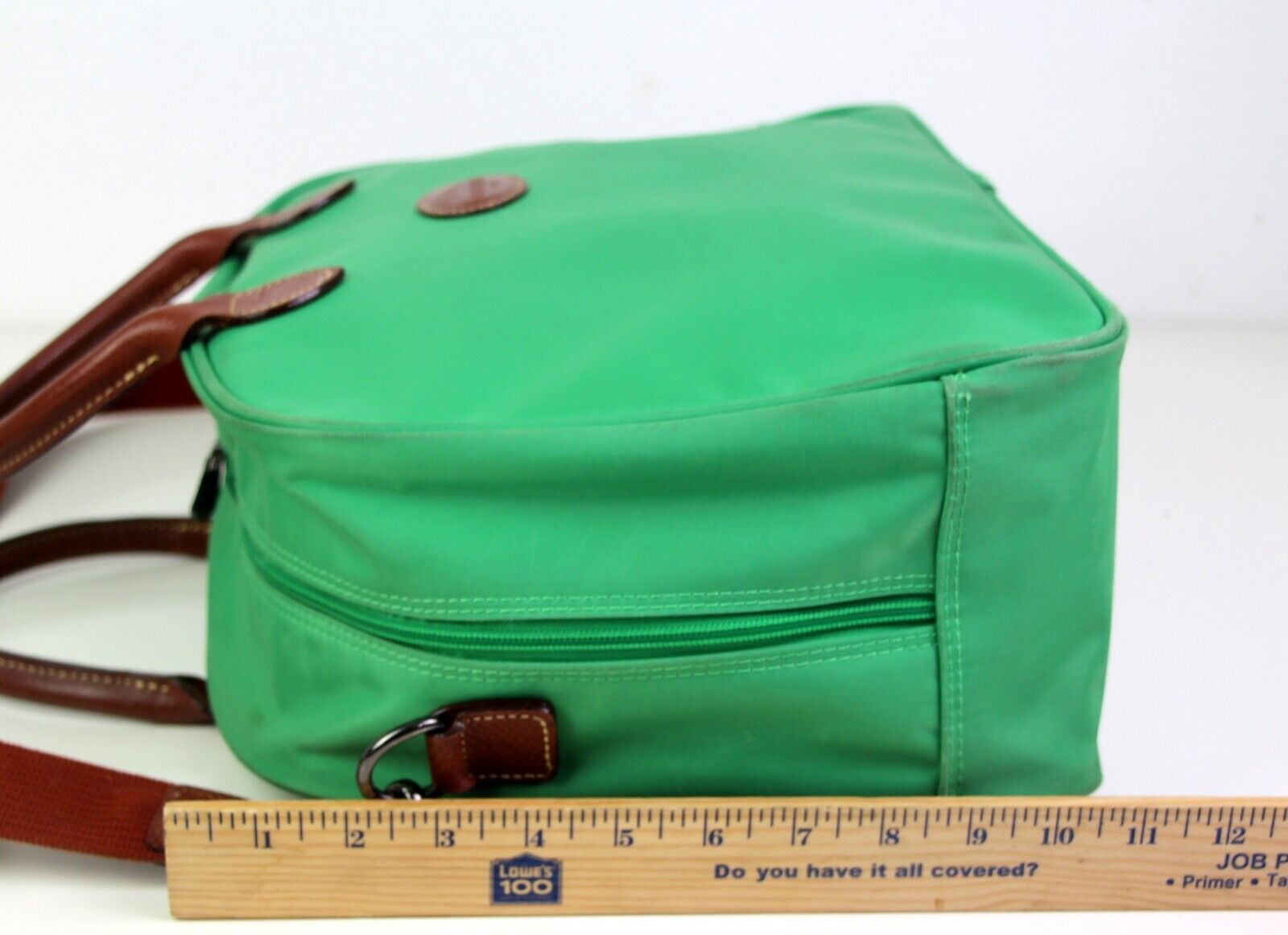 Longchamp GREEN CANVAS BROWN LEATHER ZIP AROUND T… - image 14