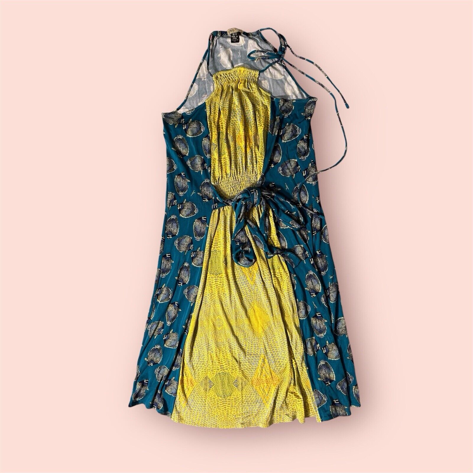 Issa London 100% Silk Dress Blue Yellow Fish Patt… - image 1