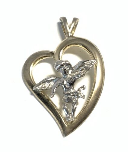 TK Sterling Silver 925 Cupid Heart Pendant IX78 - image 1