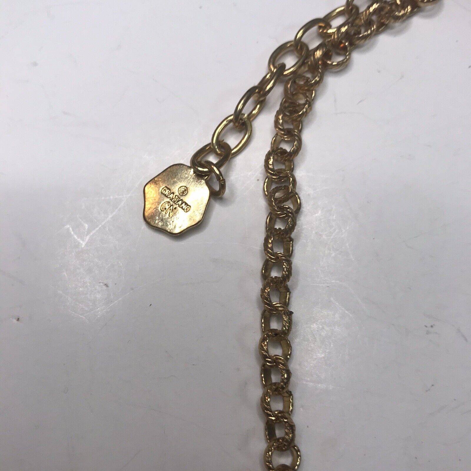 Vintage Graziano Gold Tone Necklace Large Faux To… - image 4