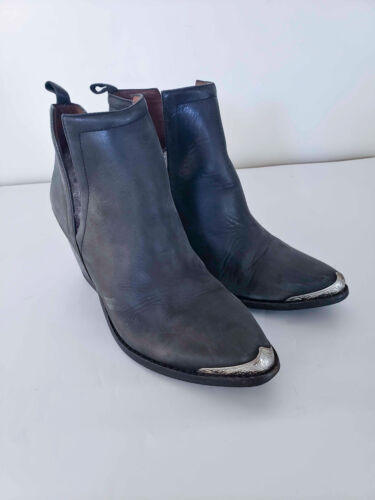 Jeffrey Campbell Cromwell Gray Leather Western Ank