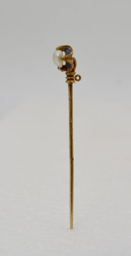 Antique Elegant French 18K Gold Pin With Natural P