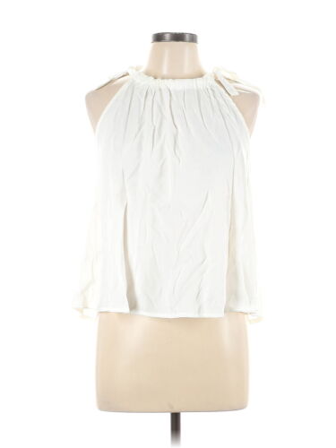 She + Sky Women Ivory Sleeveless Blouse L