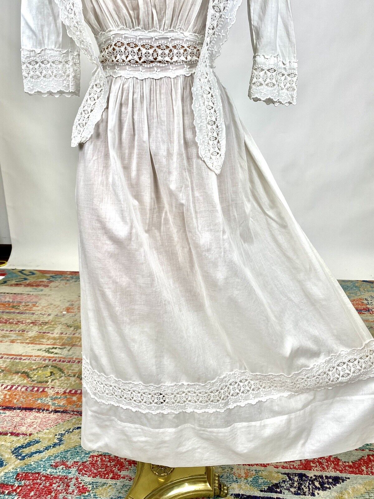 Antique Victorian Edwardian White Cotton Tea Dres… - image 6