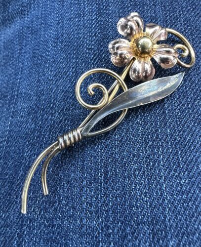 Van Dell Gold Filled Rose Brooch 12K  Vintage 1940