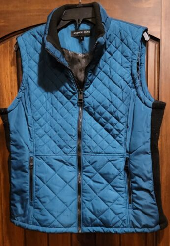 Andrew Marc Womens Vest XL Puffer Green Teal Zip