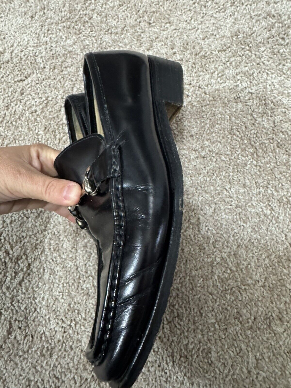 GUCCI Mens Vintage Black Leather Loafers Sz 8 D - image 5