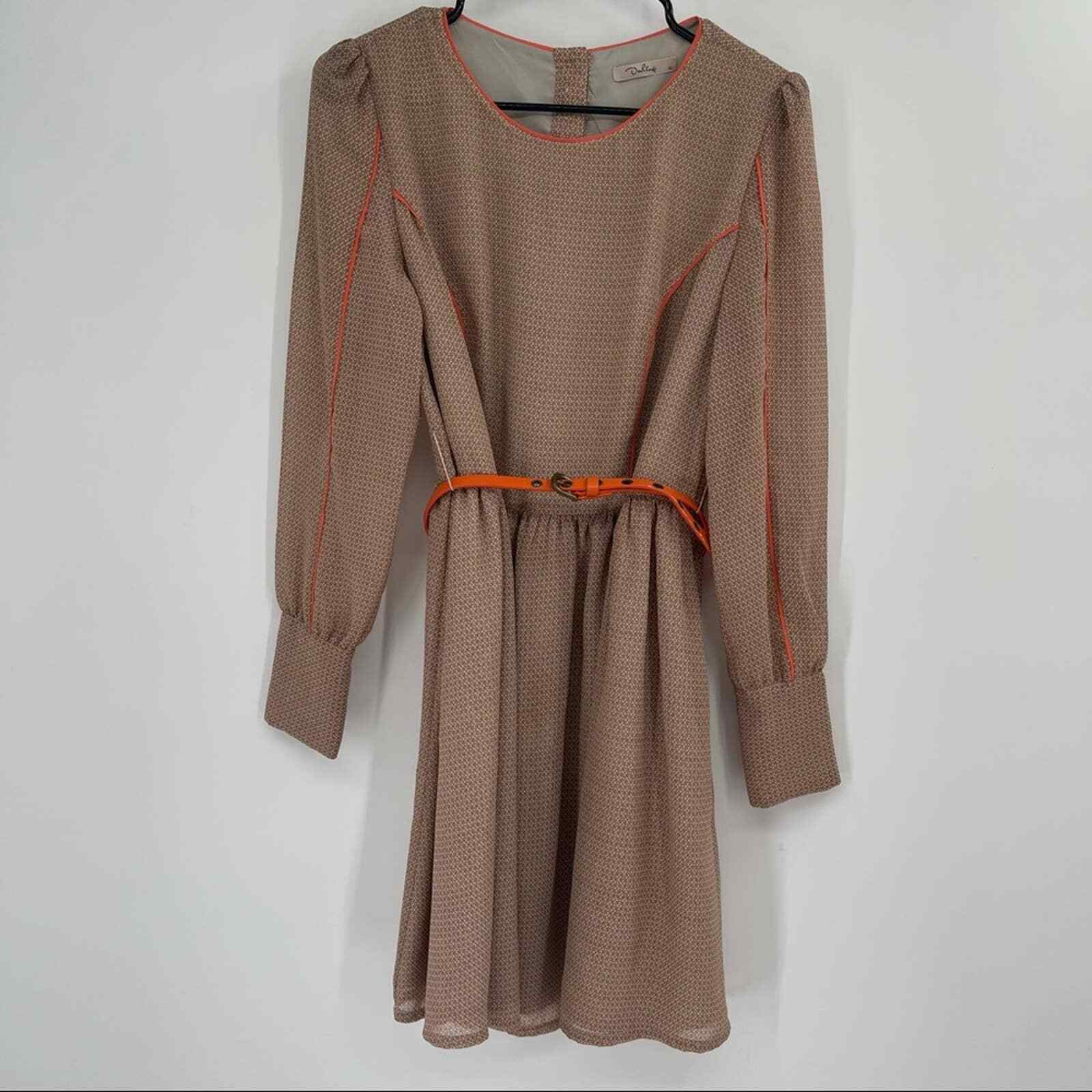 Darling Orange Long Sleeve Boho Retro Dress - image 3