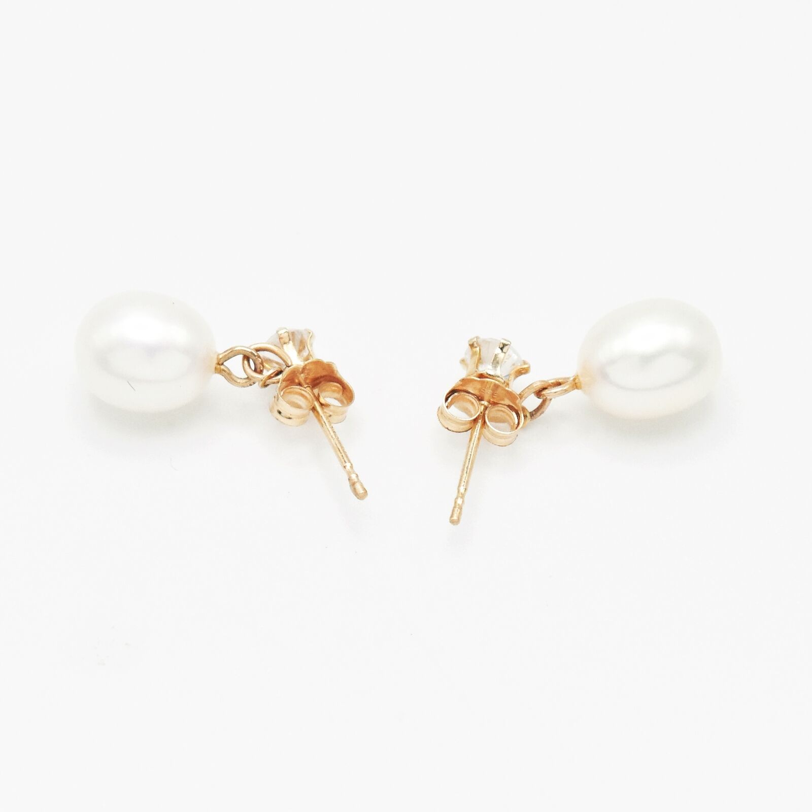 14k Yellow Gold Estate White Gemstone & Pearl Pos… - image 2