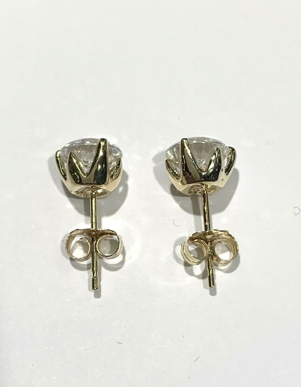 14k Yellow Gold Cubic Zirconia Post Earrings - image 5