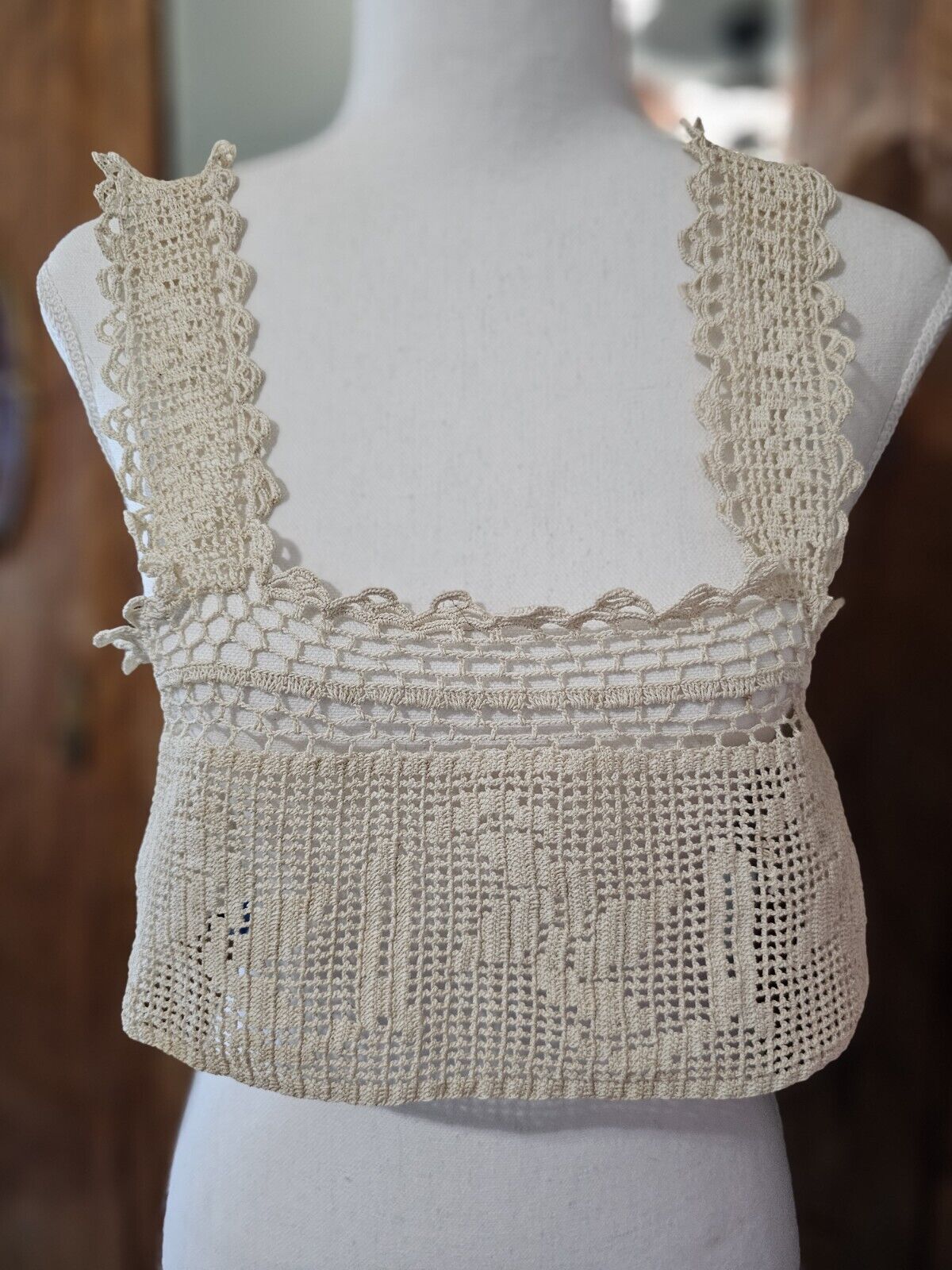 Antique Victorian Edwardian Crochet Camisole Cors… - image 2