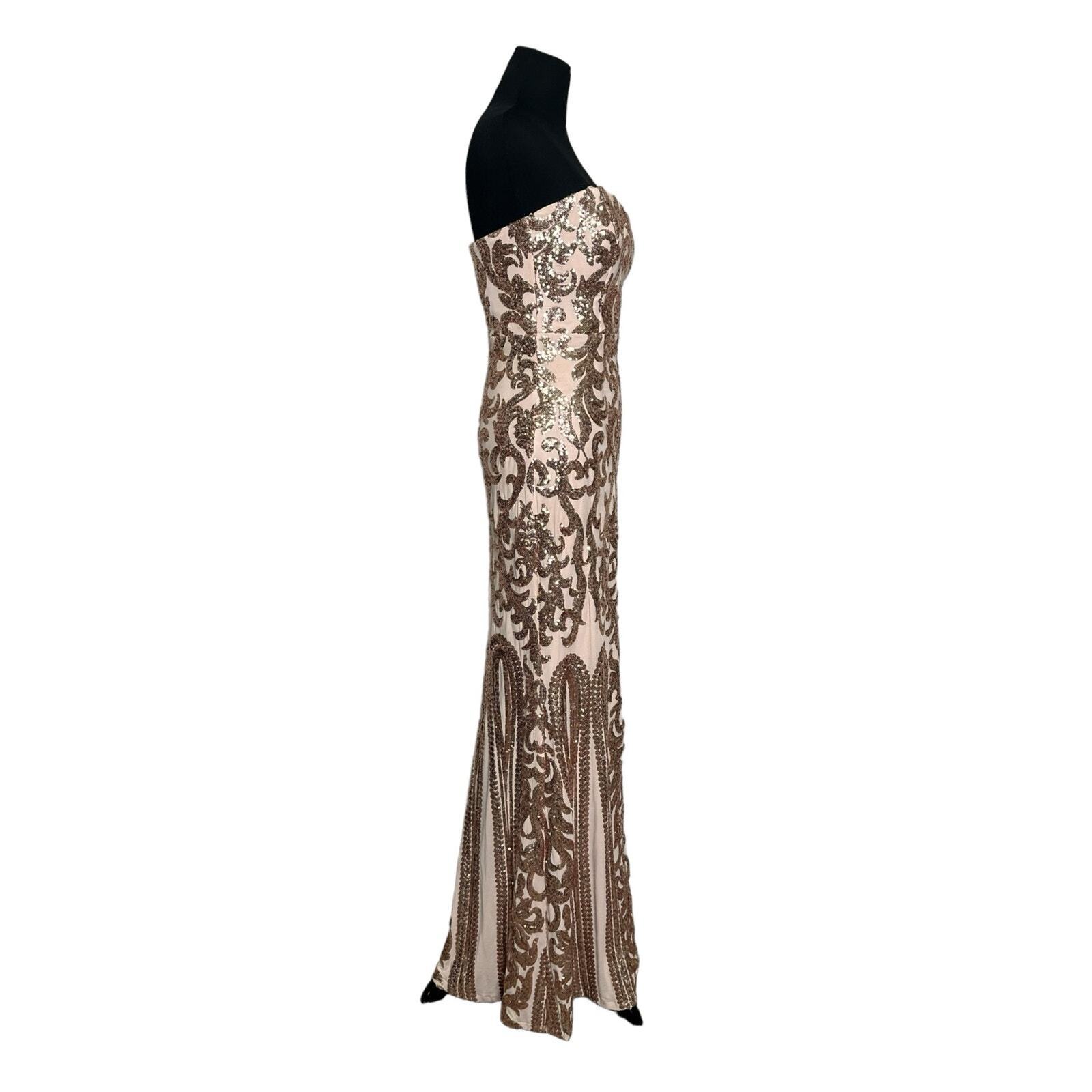 Lulus Rebecca Rose Gold Strapless Sequin Maxi Dre… - image 10