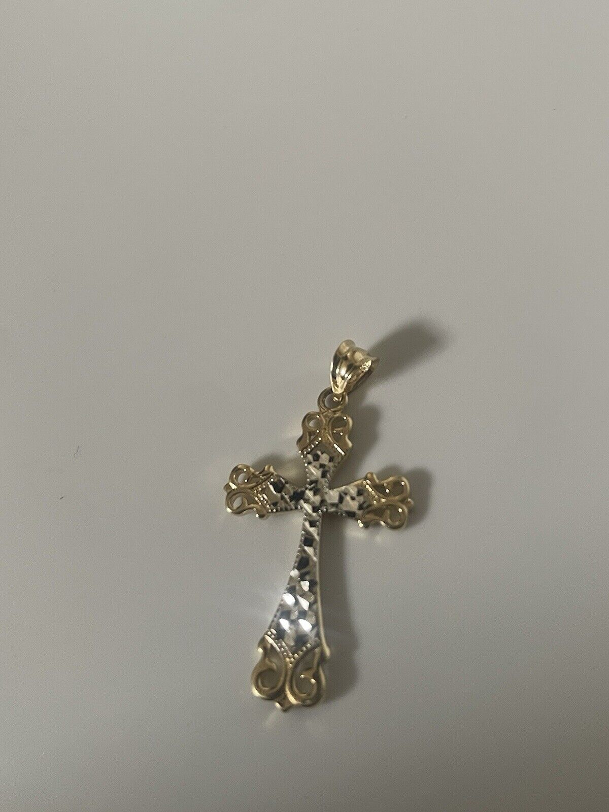 14k Two Tone Gold Cross Pendant - image 4