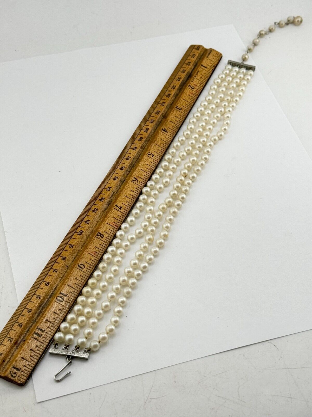 Vintage four strand faux pearl collar necklace - image 2