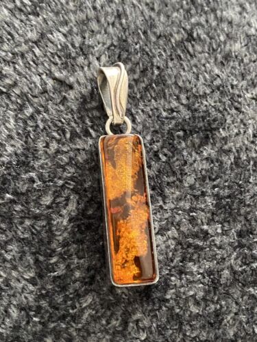 925 Pendant Amber Sterling Silver Vintage Estate 6