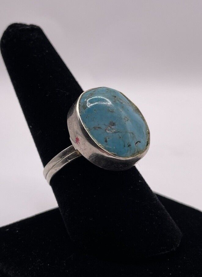 Vintage Pyrite Turquoise Round Sterling Silver 92… - image 7