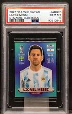 93810549 LIONEL MESSI 2022 Panini FIFA World Cup Stickers Blue Back PSA 10