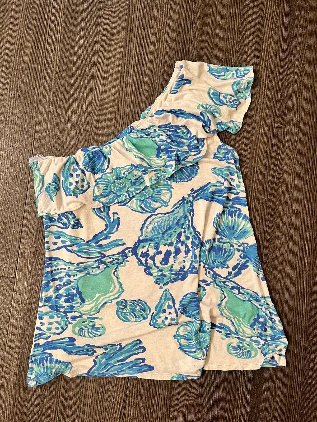 Lilly Pulitzer Blue and White One Shoulder Tropic… - image 4