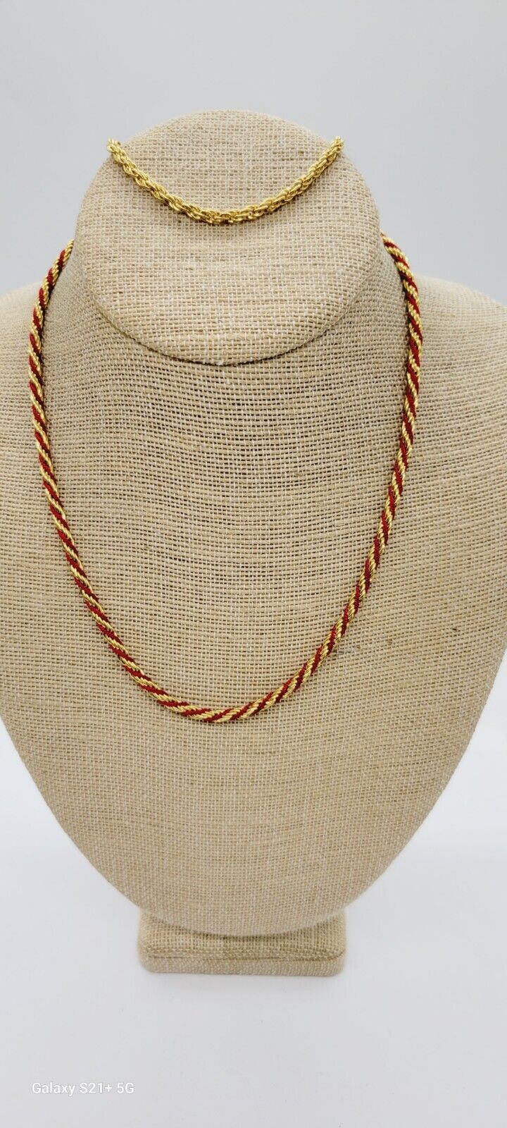 TRIFARI Signed Red and Gold Twisted Rope Necklace… - image 6