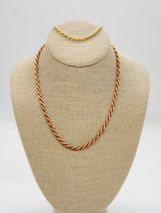 TRIFARI Signed Red and Gold Twisted Rope Necklace… - image 7