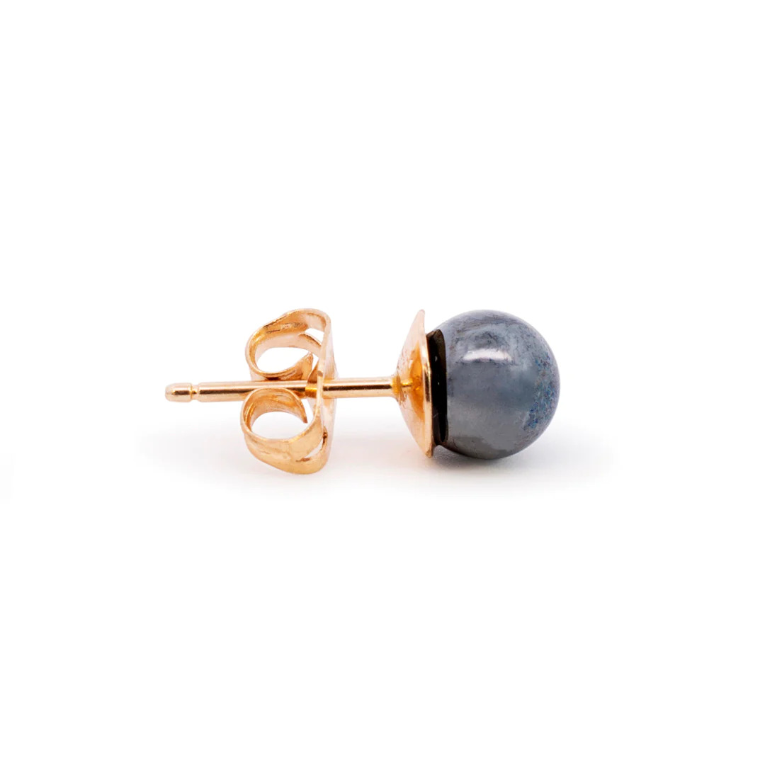 14K Yellow Gold Black Pearls Stud Earrings - image 2