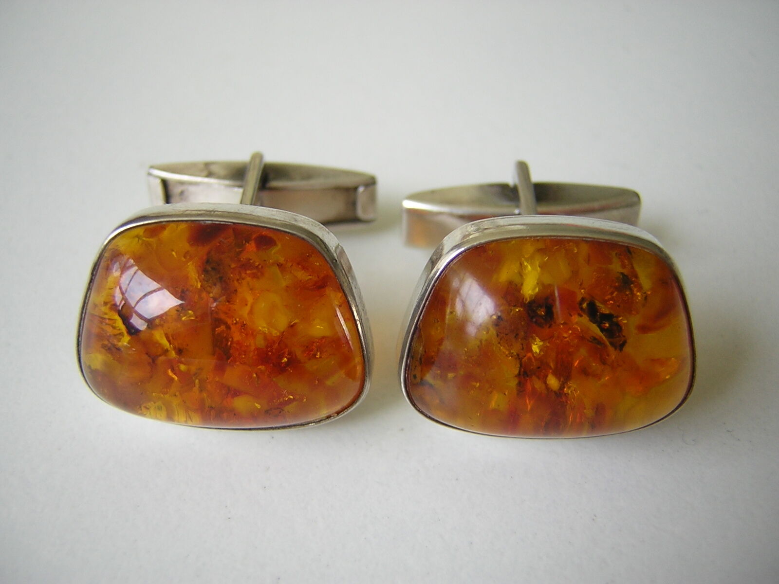 Antique 835 Silver Amber Cufflinks Fischland Hone… - image 1