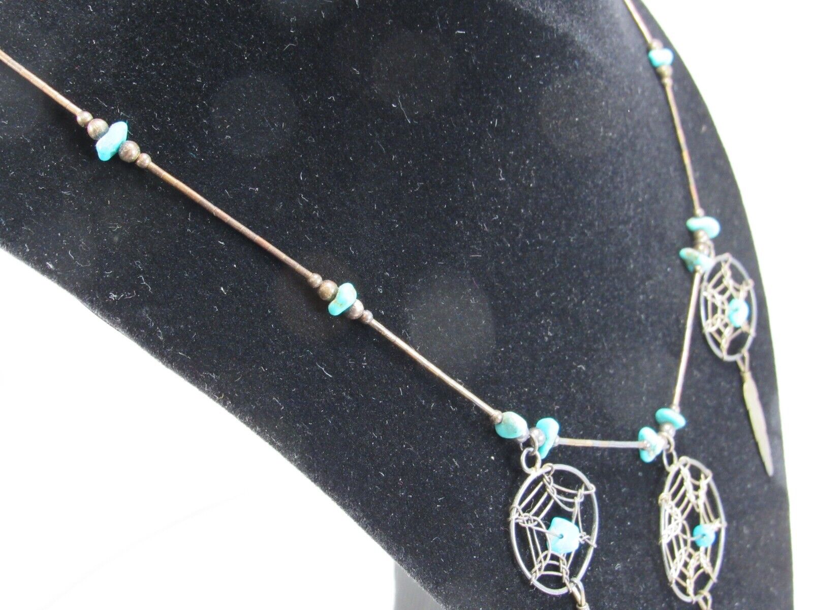 Vintage Sterling Liquid Silver Necklace Turquoise… - image 6