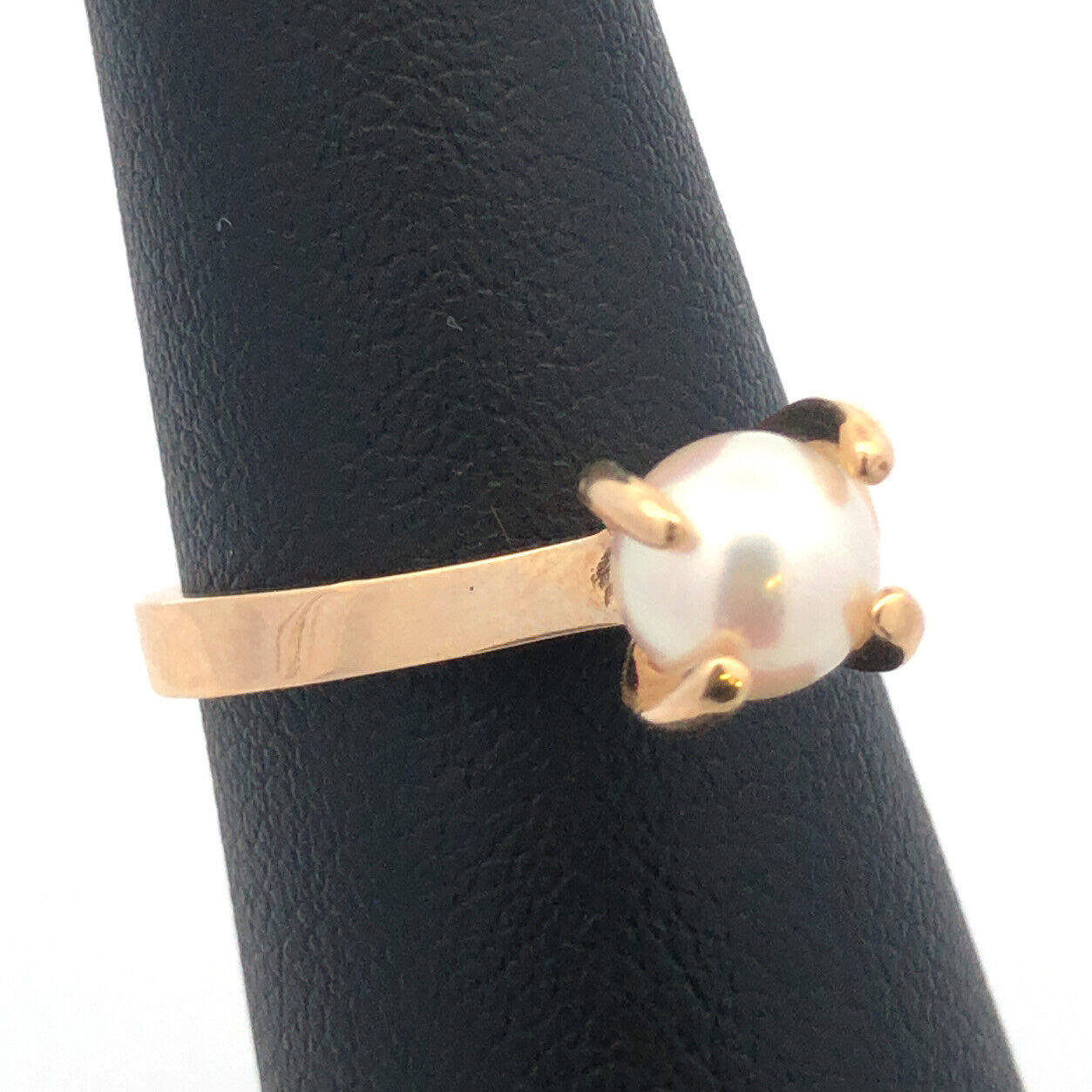 Designer 10K Yellow Gold Pearl Solitaire Size 6.5… - image 2