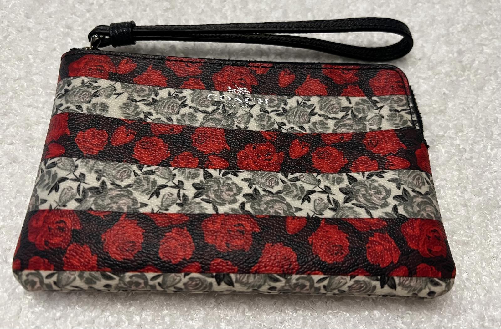 COACH Floral Rose Stripe Wristlet Clutch - image 1