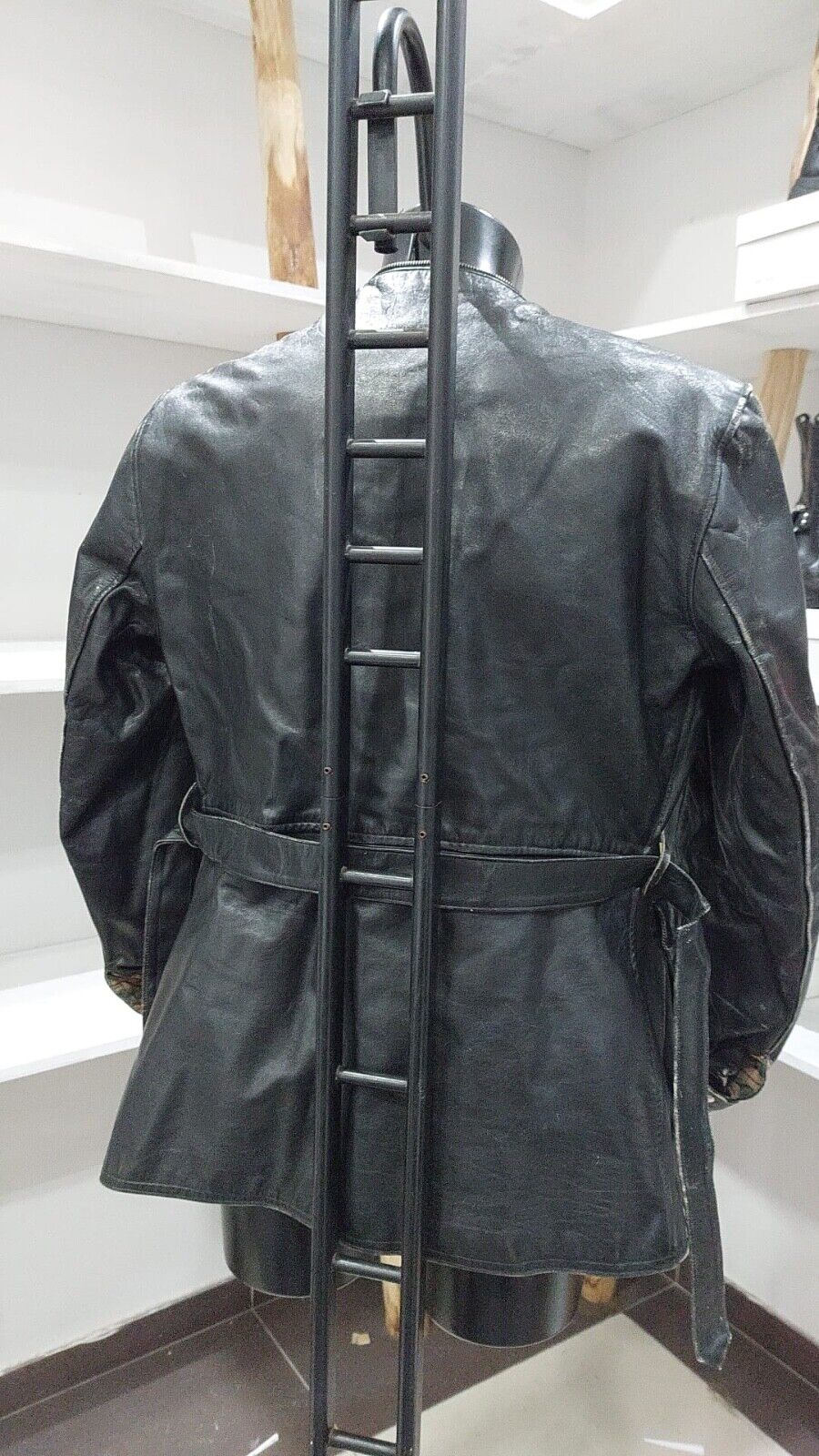 Leather Jacket Used Woman Black Size S-PGC033PI - image 5