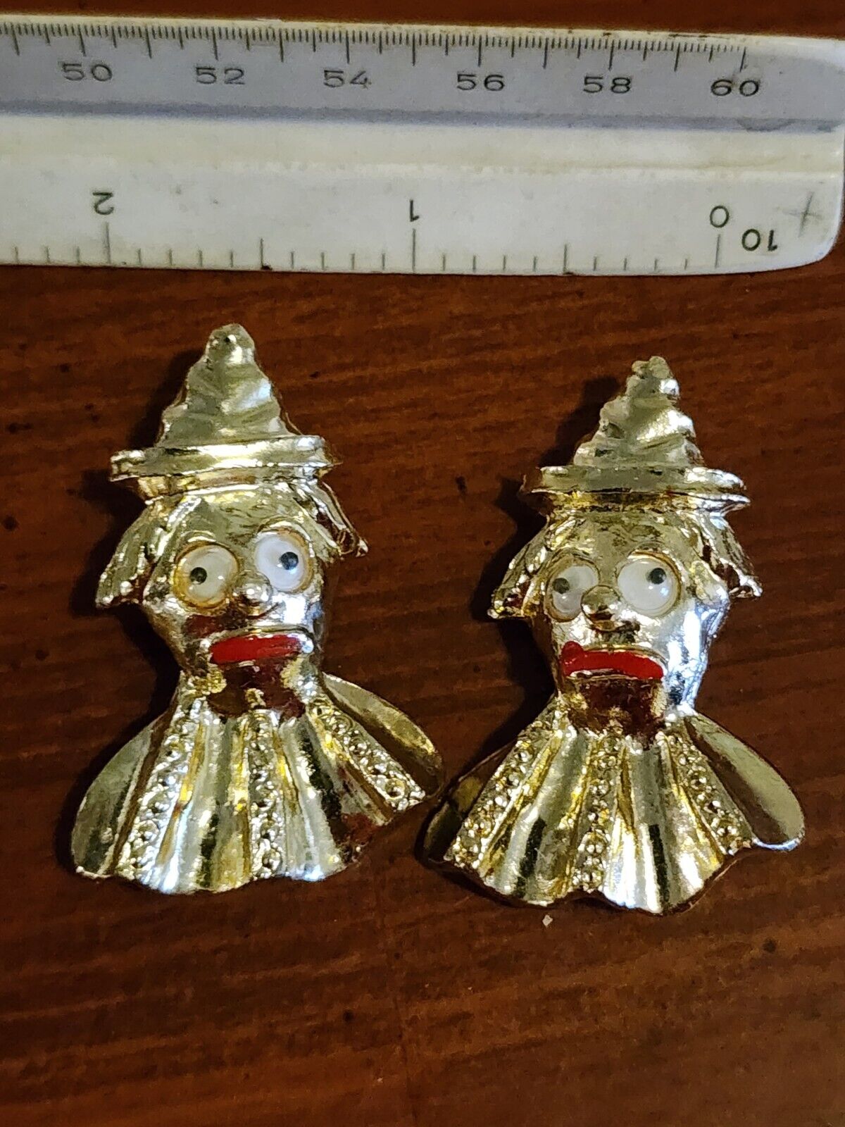 Lot of 2 vintage clown pin brooch googly eye - image 2