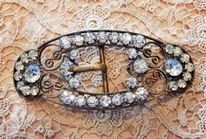 Antique Victorian Bohemian Crystal Sash Belt Buck… - image 6