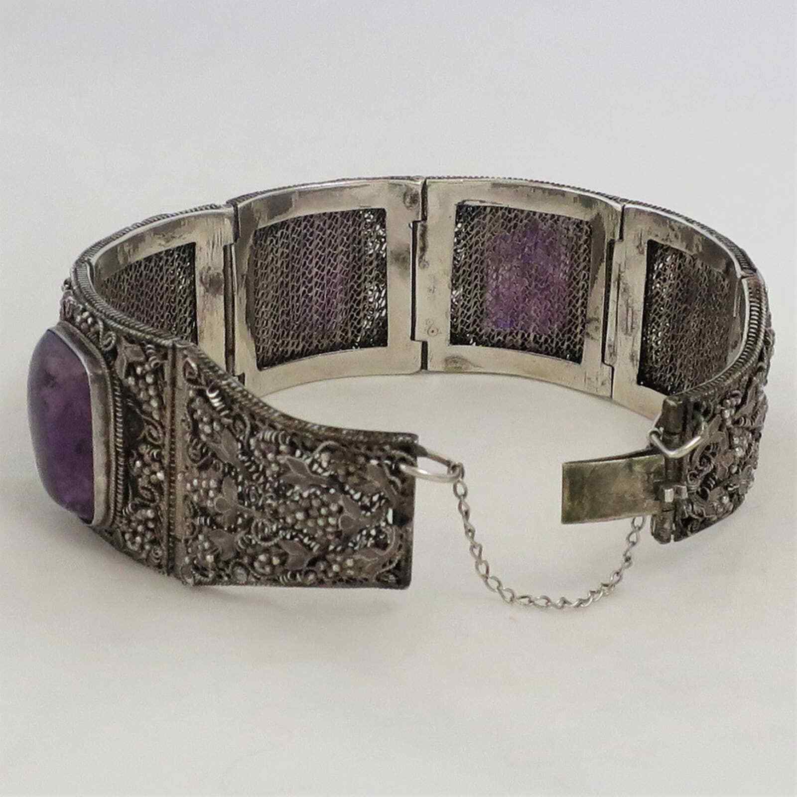 Antique Chinese Export Silver Filigree Bracelet - image 6