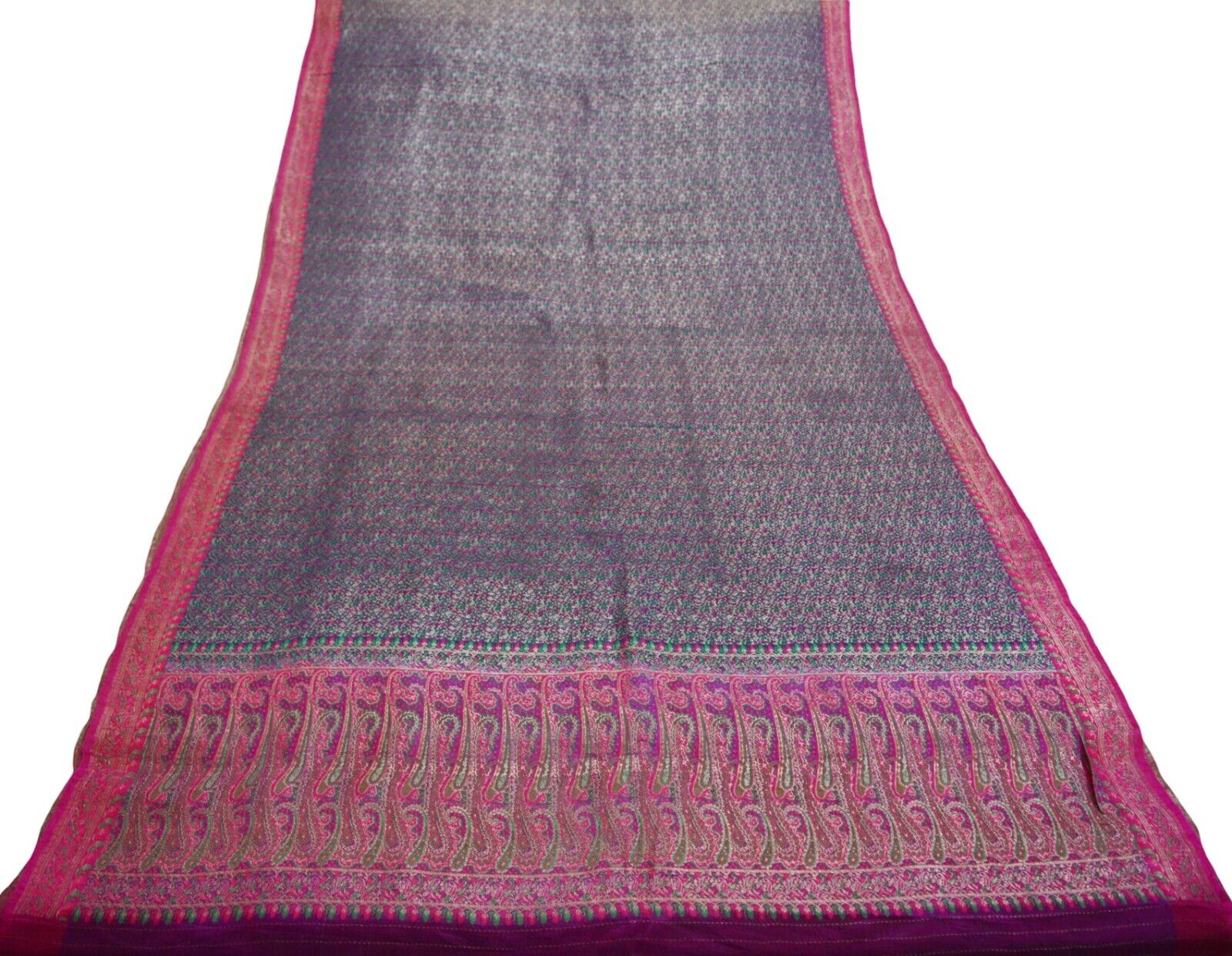 Vintage Blue Heavy Saree Pure Silk Woven Banarasi… - image 2