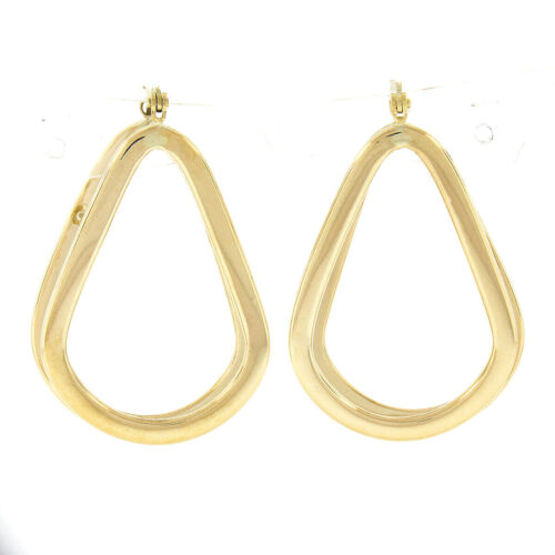 14K Yellow Gold Polished Freeform Off Center 3D O… - image 1