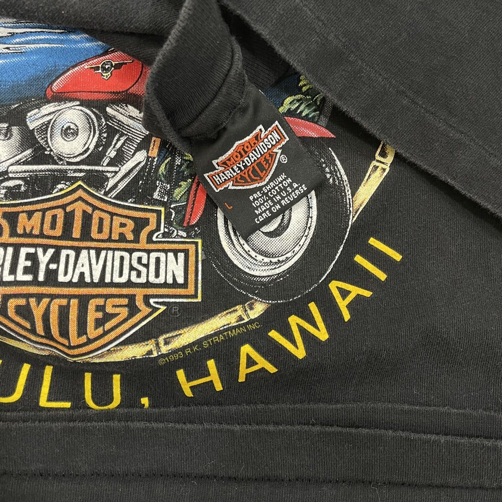 VTG 1993 Harley Davidson T Shirt 90s Hawaii Singl… - image 4