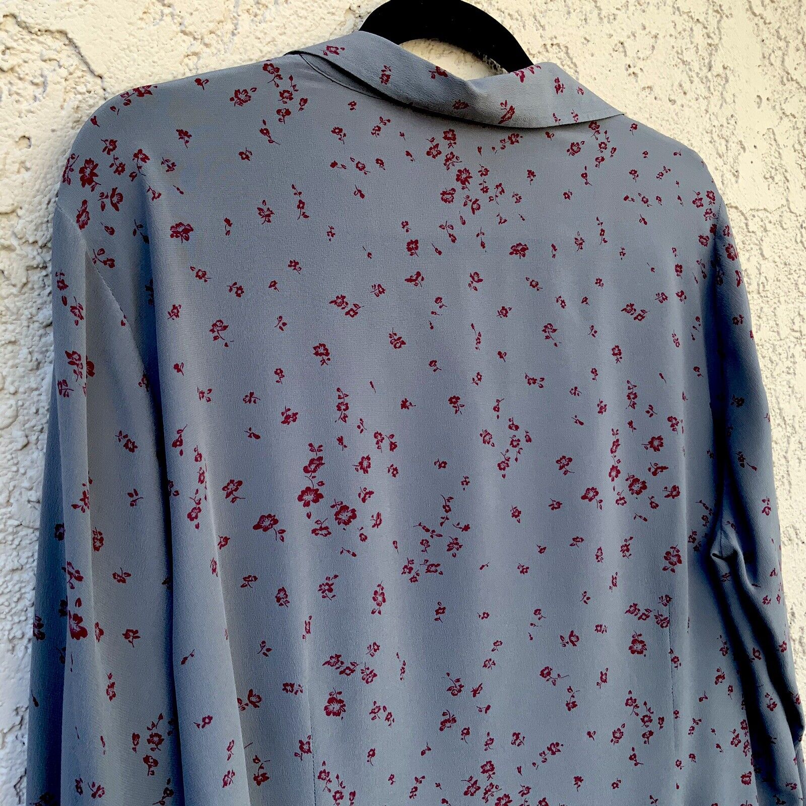 Worthington 100% Silk Size XL Gray Floral Button … - image 15