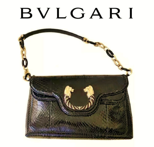 BVLGARI ~ RARE * LIMITED black  Real snakeskin Ha… - image 1