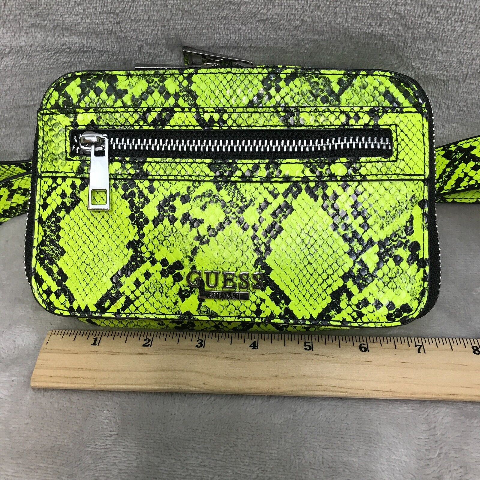 GUESS Women's Green Neon Faux Snake Skin Leather … - image 6