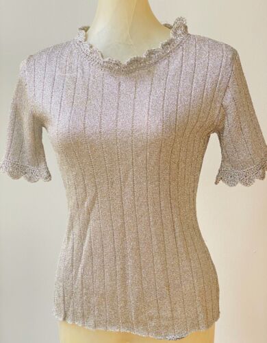 Vintage 1960s Silver Lame Blouse  WW148