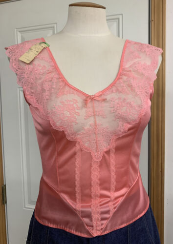 VTG 60s 70s Glydons XS/S Pink Lace Camisole Teddy 