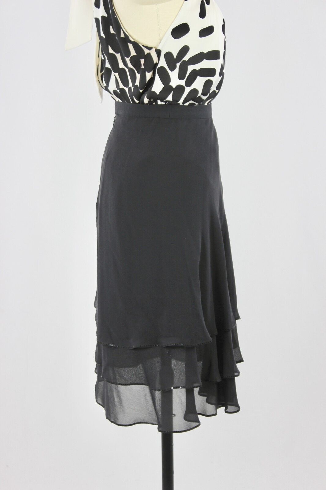 ST. JOHN EVENING Black Silk Chiffon Ruffle Asymme… - image 3