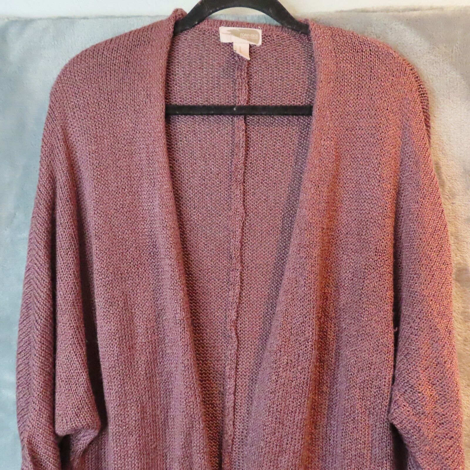 FOREVER 21 Cardigan Sweater Womens Medium Purple … - image 8